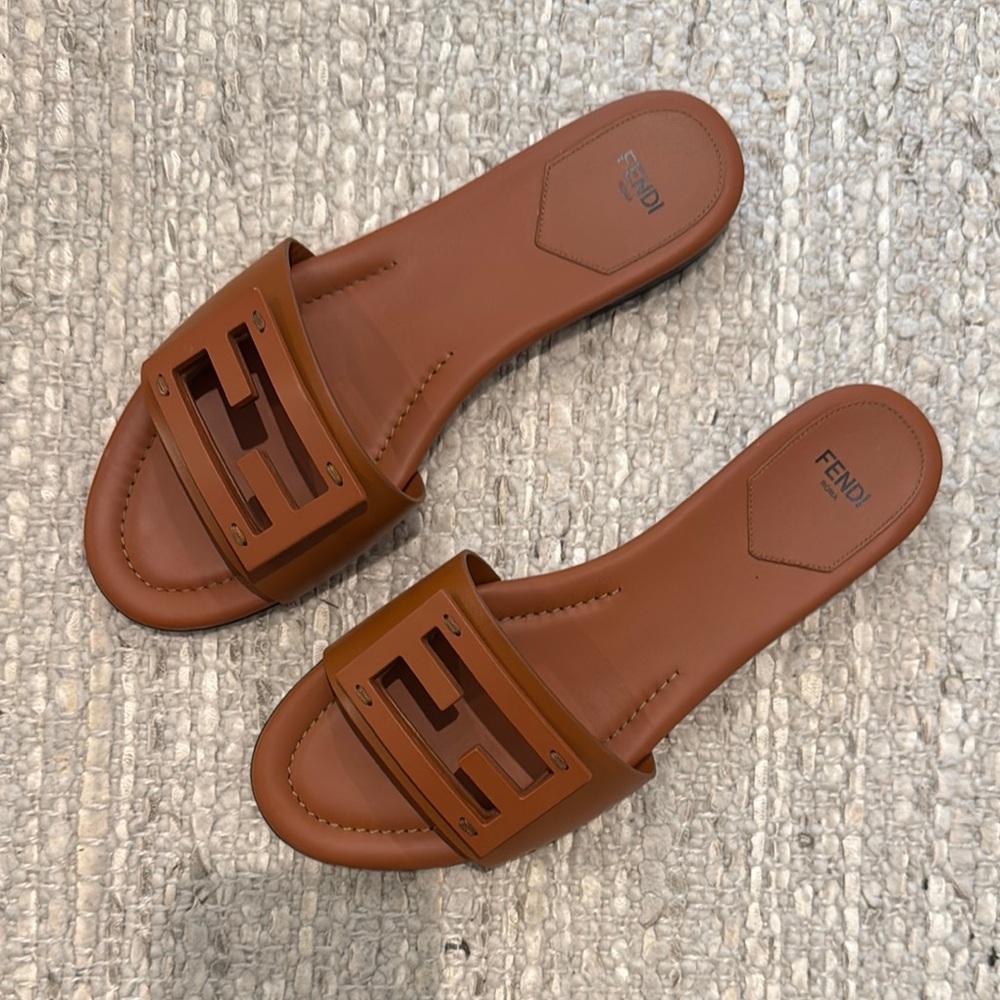 Fendi Baguette FF Tube Medallion Flat Sandals